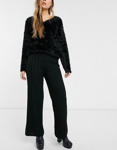 Черные трикотажные брюки в рубчик Topshop-Черный