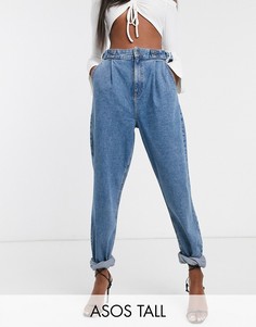 Суженные книзу синие джинсы бойфренда с D-образной пряжкой ASOS DESIGN Tall-Синий