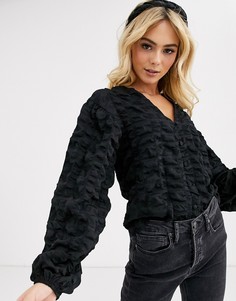 Фактурный лонгслив на пуговицах ASOS DESIGN-Бесцветный