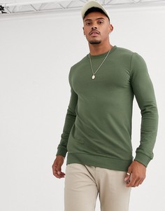 Обтягивающий свитшот цвета хаки ASOS DESIGN-Зеленый