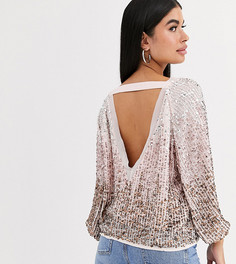 Топ с рукавами \летучая мышь\" и пайетками ASOS DESIGN Petite-Мульти