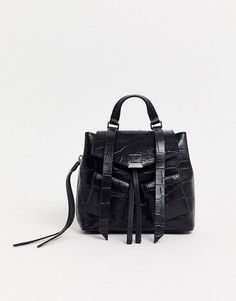 Кожаный маленький рюкзак с крокодиловым рисунком AllSaints-Черный