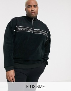 Черный флисовый oversize-свитшот с надписью ASOS DESIGN Plus