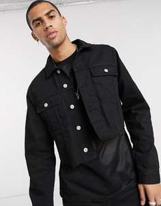 Короткая черная джинсовая куртка ASOS DESIGN-Черный