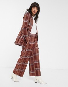 Широкие брюки в клетку от комплекта In Wear-Коричневый