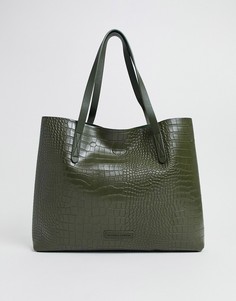Зеленая сумка-тоут с рисунком крокодиловой кожи Claudia Canova-Зеленый