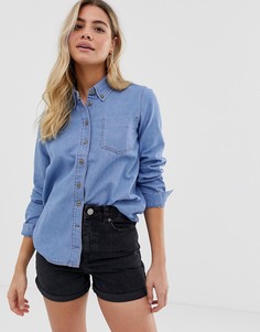 Светлая джинсовая рубашка ASOS DESIGN-Синий