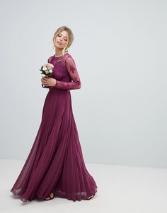 Платье макси с кружевом ASOS DESIGN-Фиолетовый