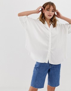 Белая oversize-блузка с короткими рукавами Monki-Белый