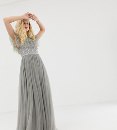 Серое платье с вышивкой Needle & Thread-Серый