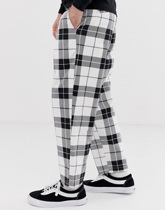 Белые брюки в клетку со складками Obey Fubar-Белый