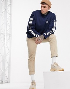 Темно-синий свитшот с круглым вырезом и логотипом adidas Originals