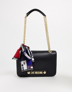 Сумка на плечо с шарфом и логотипом Love Moschino-Черный