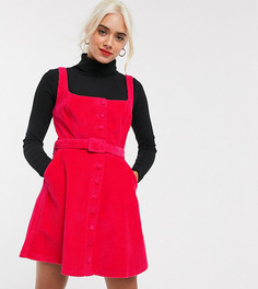 Вельветовое платье без рукавов малинового цвета ASOS DESIGN Petite-Розовый