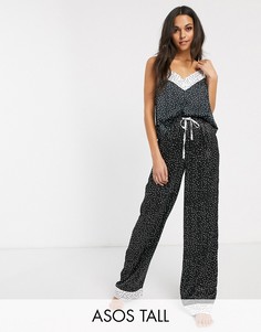 Комбинируемые атласные брюки с принтом ASOS DESIGN Tall-Мульти