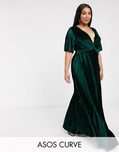 Бархатное платье ASOS DESIGN Curve-Зеленый