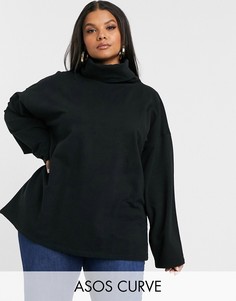 Черный oversize-свитшот с высоким воротником ASOS DESIGN Curve