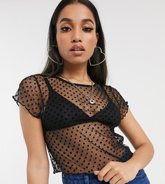 Черный топ в горошек ASOS DESIGN Petite