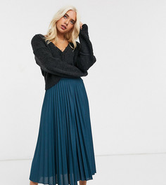 Плиссированная юбка миди ASOS DESIGN Petite-Синий