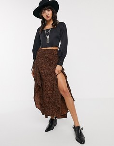 Черная блузка с квадратным вырезом Topshop-Черный