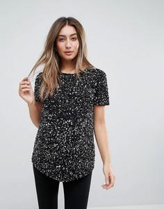 Футболка с асимметричным краем и декоративной отделкой ASOS Maternity-Черный