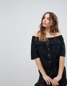 Блузка с открытыми плечами Free People Head Over Heeels-Черный