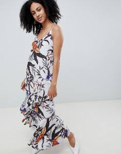 Платье миди с цветочным принтом и оборкой Gestuz-Мульти