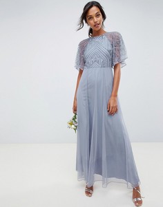 Декорированное платье макси с рукавами-кимоно ASOS DESIGN-Синий