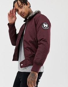 Красный бомбер с воротником из искусственного меха Good For Nothing