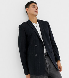 Темно-синий твидовый блейзер зауженного кроя Noak