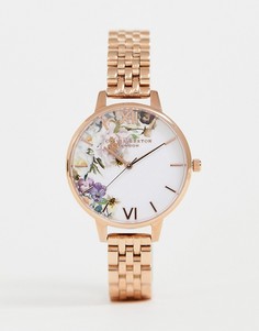 Розово-золотистые часы-браслет Olivia Burton OB16EG135 Enchanted Garden-Золотой