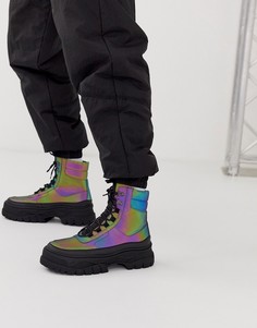 Ботинки со шнуровкой на массивной подошве ASOS DESIGN-Мульти
