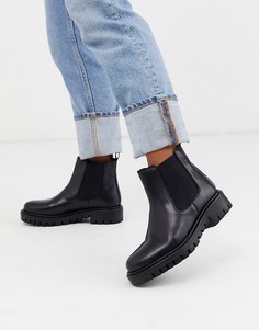 Черные кожаные ботинки челси на массивной плоской подошве Rule London-Черный