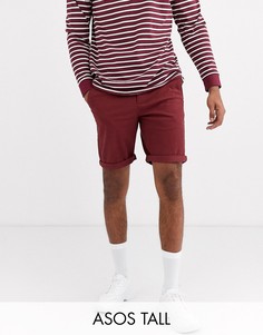 Бордовые узкие шорты чиносы ASOS DESIGN Tall-Красный