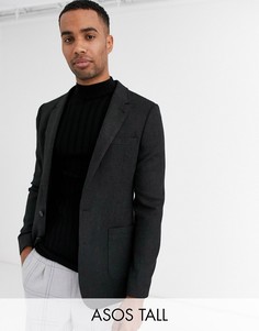 Темно-серый приталенный блейзер с добавлением шерсти ASOS DESIGN Tall
