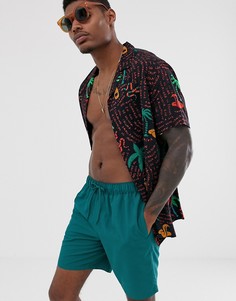 Темно-зеленые шорты для плавания средней длины ASOS DESIGN-Зеленый