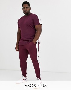 Бордовая футболка с полосками по бокам ASOS DESIGN Plus-Красный