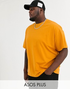Оранжевая oversize-футболка из ткани пике из органического хлопка с круглым вырезом ASOS DESIGN Plus-Коричневый