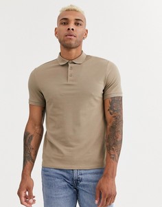 Бежевое поло из органического хлопка ASOS DESIGN-Бежевый