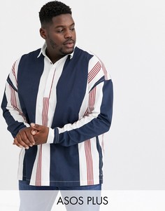 Свободная рубашка в полоску в стиле 90-х ASOS DESIGN Plus-Темно-синий
