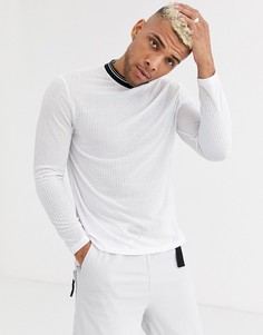 Лонгслив с контрастной отделкой ASOS DESIGN-Белый