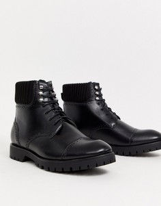 Черные ботинки на массивной подошве и со шнуровкой Truffle Collection-Черный