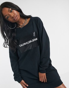 Трикотажное платье с логотипом Calvin Klein-Черный