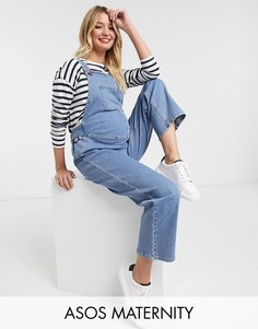 Джинсовый комбинезон с регулируемой талией ASOS DESIGN Maternity-Синий