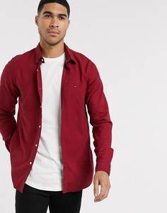 Красная рубашка зауженного кроя с логотипом Tommy Hilfiger-Красный