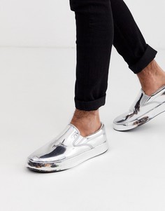 Кроссовки-слипоны зеркального серебристого цвета ASOS DESIGN-Серебряный