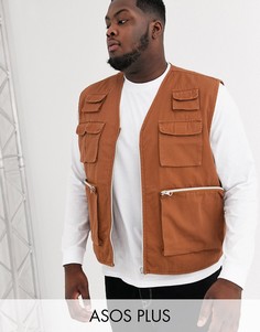 Жилет в стиле милитари ASOS DESIGN Plus-Светло-коричневый