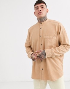 Длинная фактурная oversize-рубашка коричневого цвета ASOS DESIGN-Коричневый