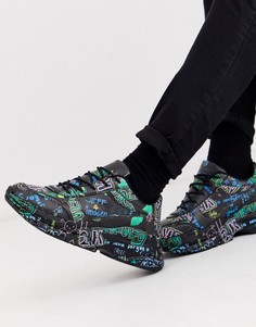 Черные кроссовки на массивной подошве с принтом граффити ASOS DESIGN-Черный