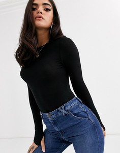 Боди в рубчик ASOS DESIGN-Черный